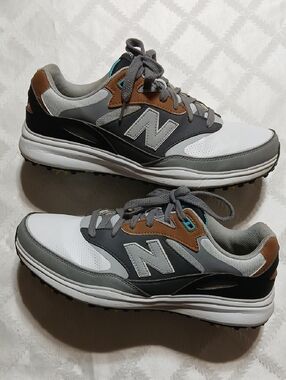 New Balance Men's Gray, White and Brown Athletic Golf Sneakers Size 12